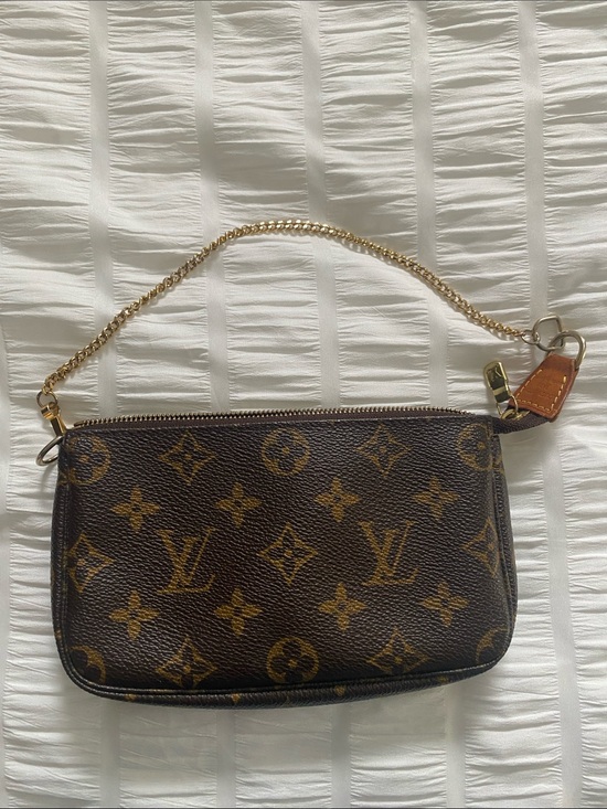 Louis Vuitton Handbags - Louis Vuitton Brown Monogram Mini Pochette with Gold Chain